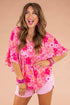 Floral Print Ruffled Half Sleeve Plus Size Babydoll Blouse